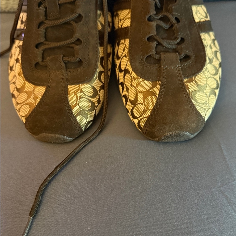 Coach Men's Signature Brown and Cream Sneakers - Picture 4 of 6